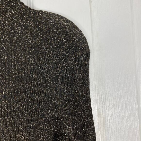 NWOT VERONICA BEARD Sweater XL Black Gold-Metallic Mock-Neck Flared-Cuff”Lilia” - Picture 7 of 12